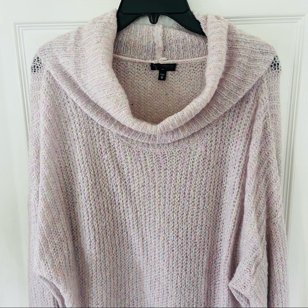 NWOT EXPRESS lavender purple sparkle metallic cowl neck chunky sweater SZ M & L - Picture 4 of 9